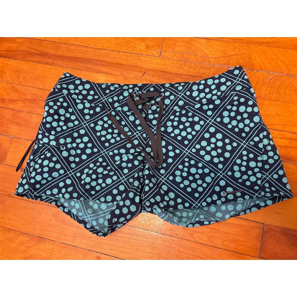 Patagonia women's Wavefarer board shorts  blue/teal polka dot print. Size 2